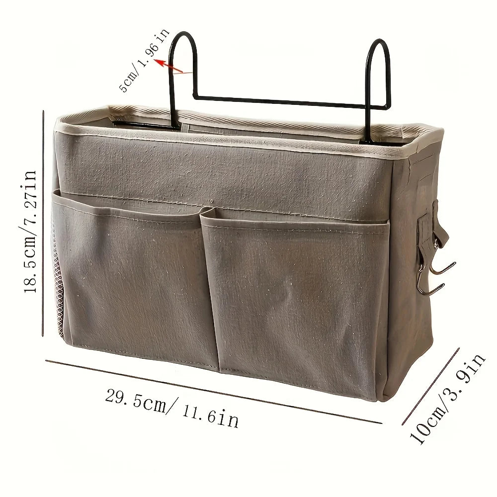 Hanging Bedside Storage Organizer — Multi-Pocket Fabric Caddy | Bedroom | Office | Living Room | Essentials