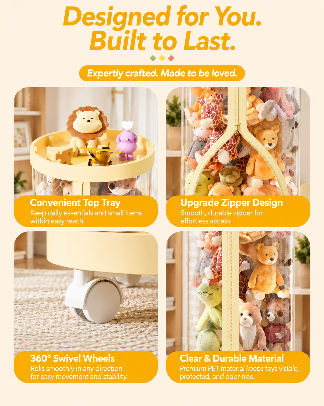 CuddleColumn™ Clear Stuffed Animal Organizer — Bedroom