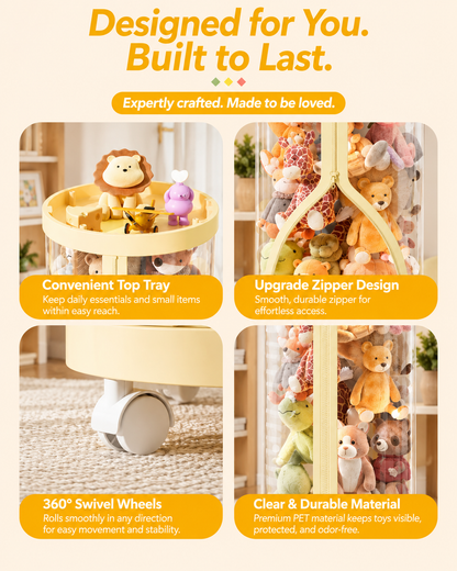 CuddleColumn™ Clear Stuffed Animal Organizer — Bedroom