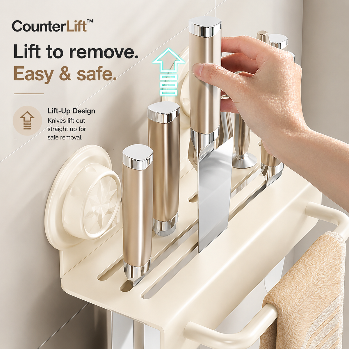 CounterLift™ No-Drill Wall-Mounted Kitchen Organizer