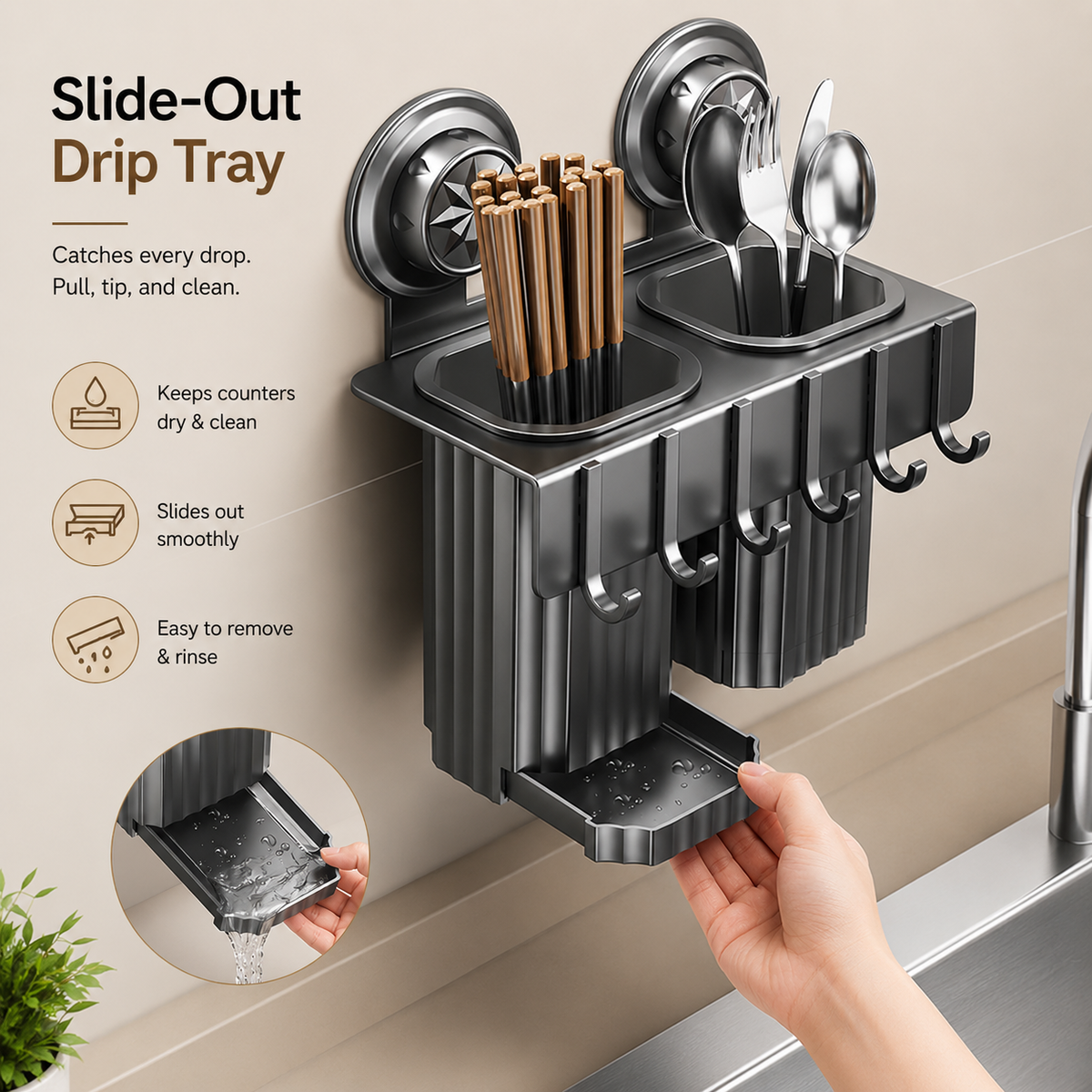 CounterLift™ No-Drill Wall-Mounted Kitchen Organizer