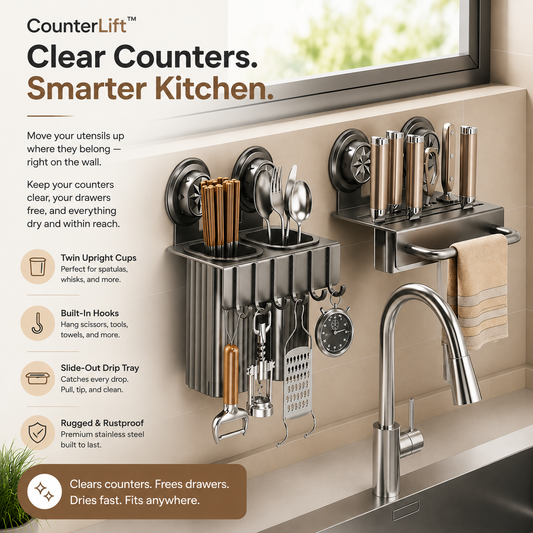 CounterLift™ No-Drill Wall-Mounted Kitchen Organizer