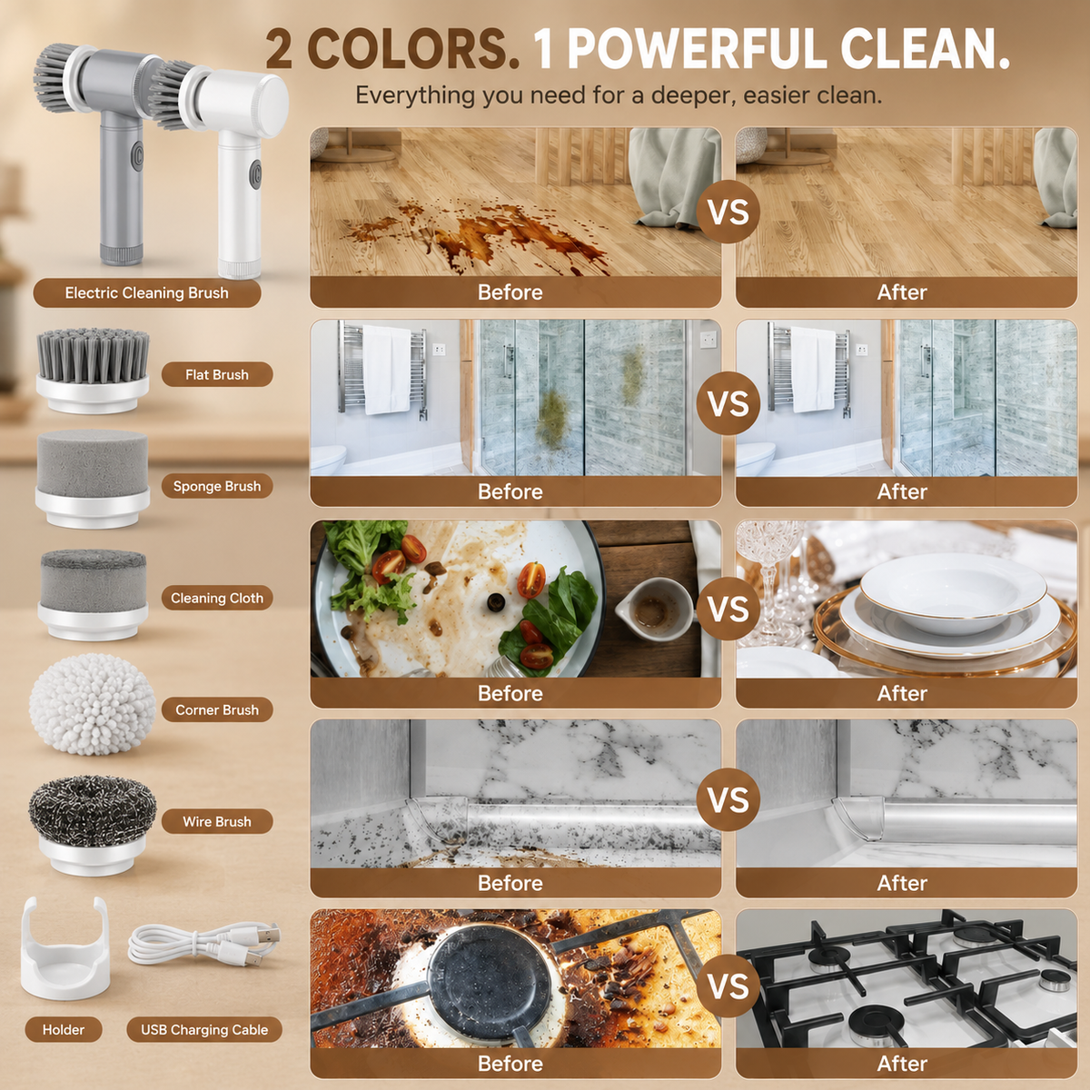 SwyftScrub™ 5-in-1 Electric Scrubber — Cordless Bathroom & Kitchen Cleaning Essential