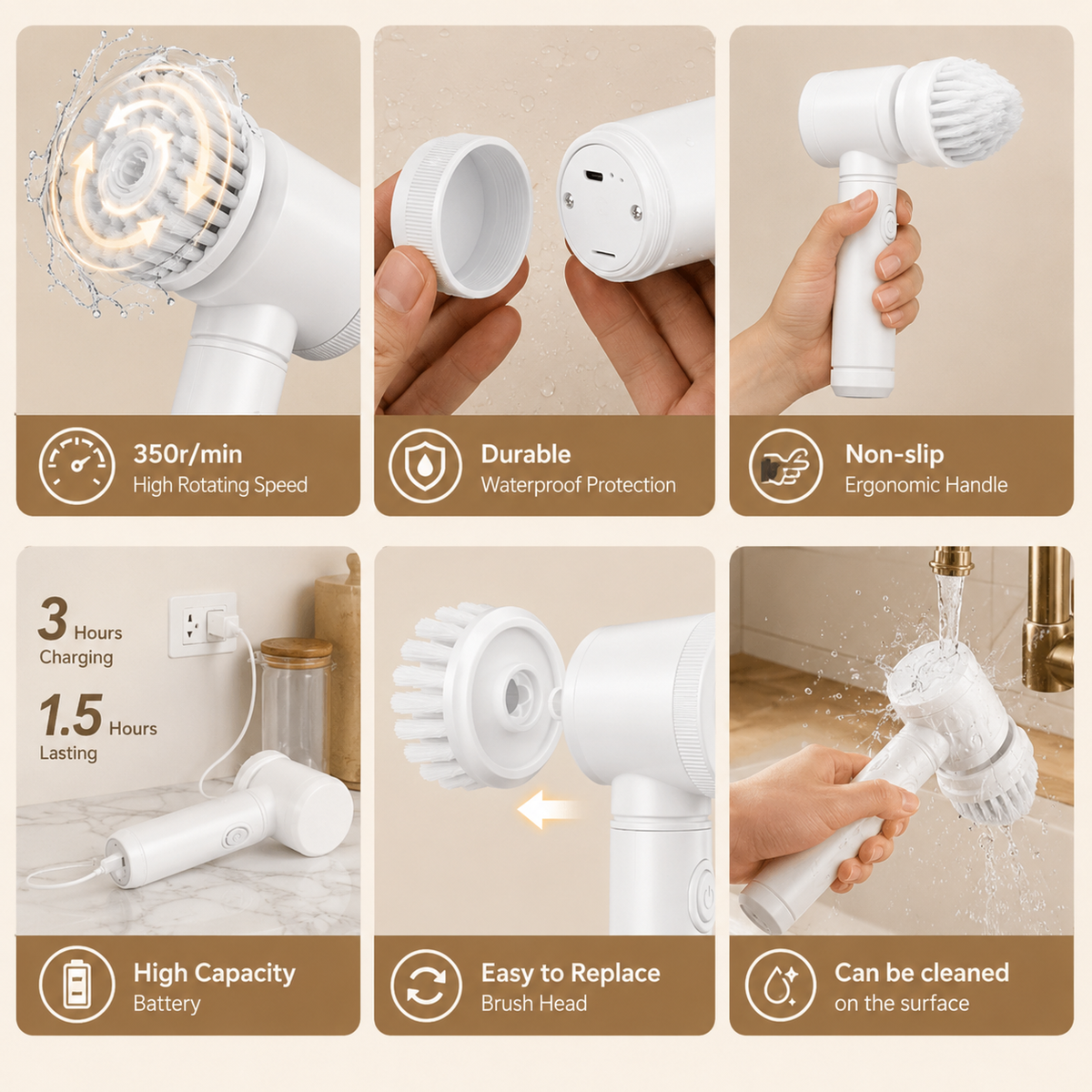 SwyftScrub™ 5-in-1 Electric Scrubber — Cordless Bathroom & Kitchen Cleaning Essential