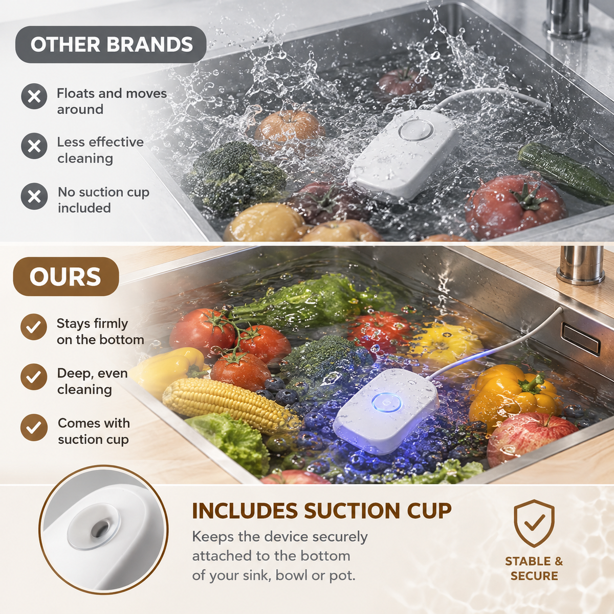 Portable Ultrasonic Food Cleaner — Kitchen Washing Essential for Fruits & Vegetables