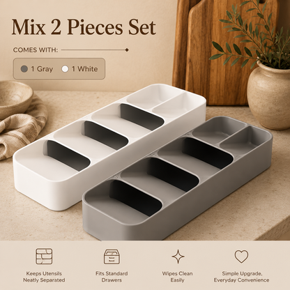 Space-Saving Cutlery Tray — Compartment Kitchen Drawer Organizer