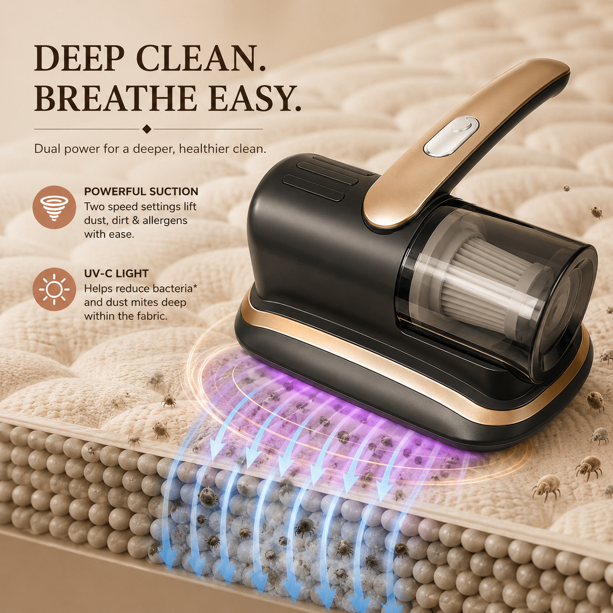 Cordless Deep-Clean Handheld Vacuum – Mattress, Sofa & Pet Hair Cleaner | Essentials | Cleaning | Bedroom | Living Room | On the Go