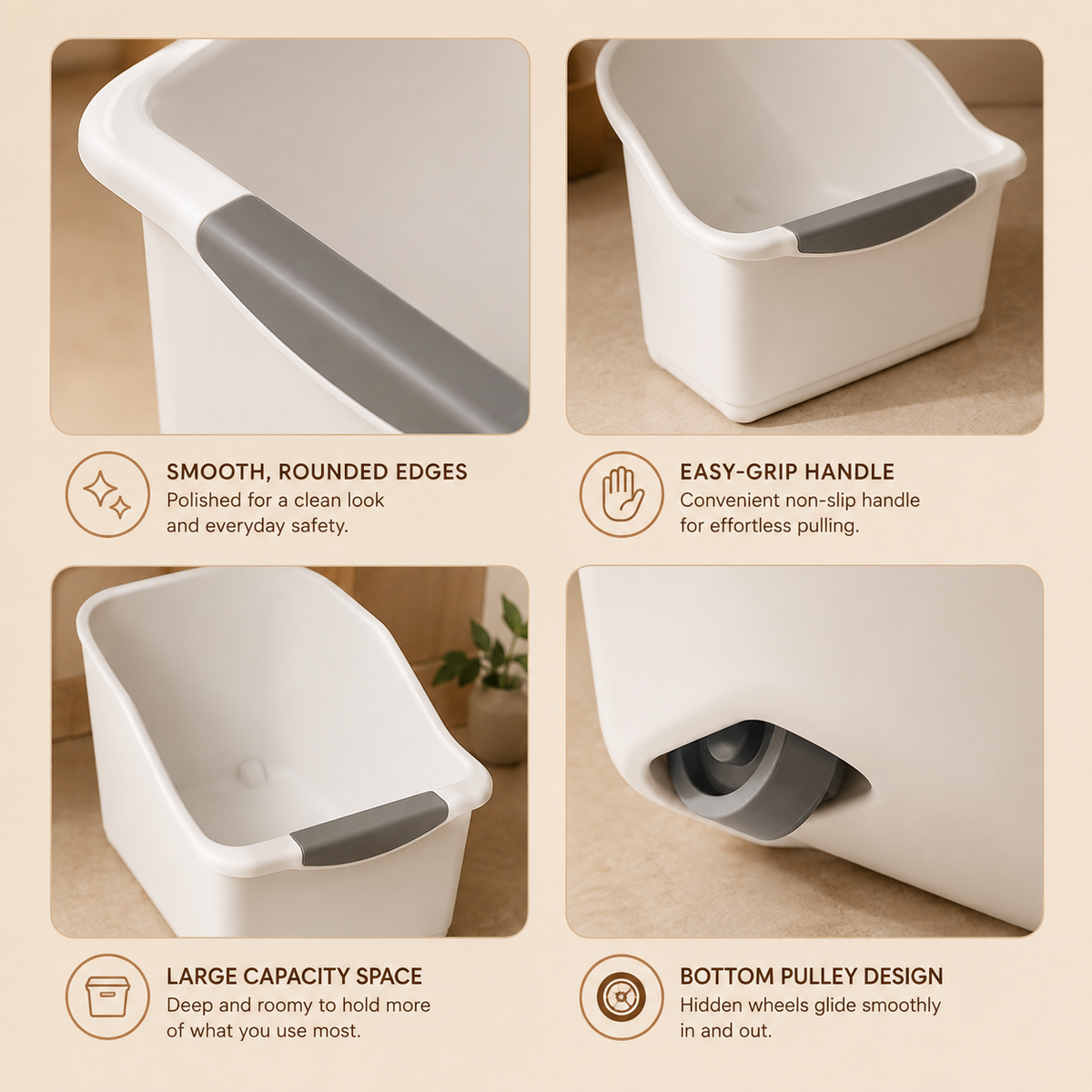 Rolling Multi-Purpose Storage Bins — Kitchen & Bathroom Organization