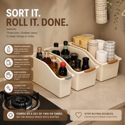 Rolling Multi-Purpose Storage Bins — Kitchen & Bathroom Organization