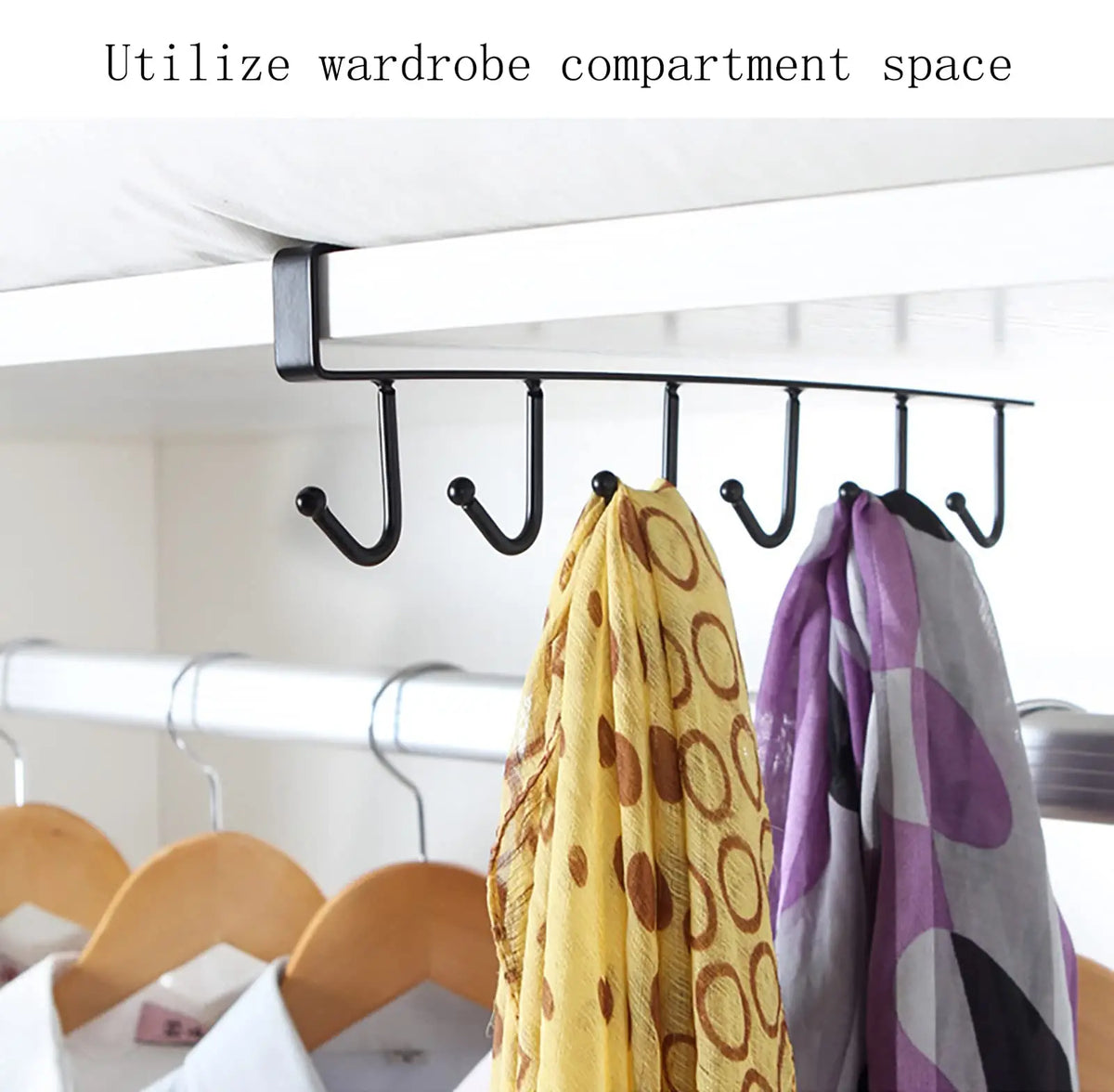 6-Hook Under-Shelf Organizer | Kitchen | Bathroom | Bedroom | Closet