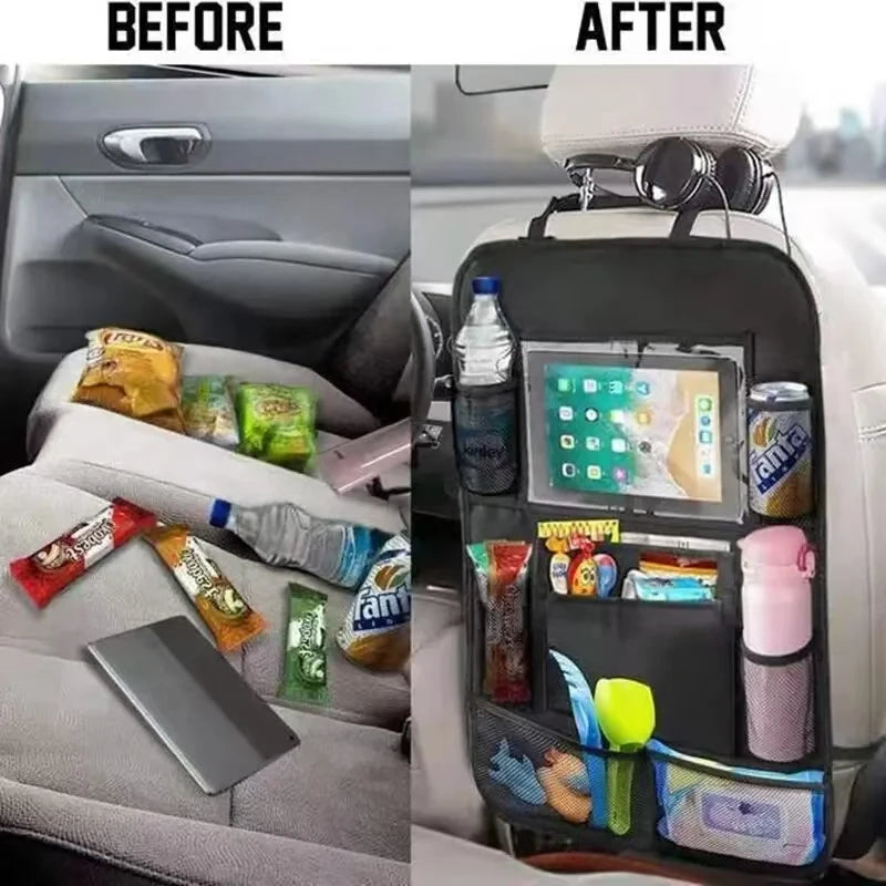 Multi-Pocket Car Seat Organizer with Tablet Holder - Great For Baby & Kids