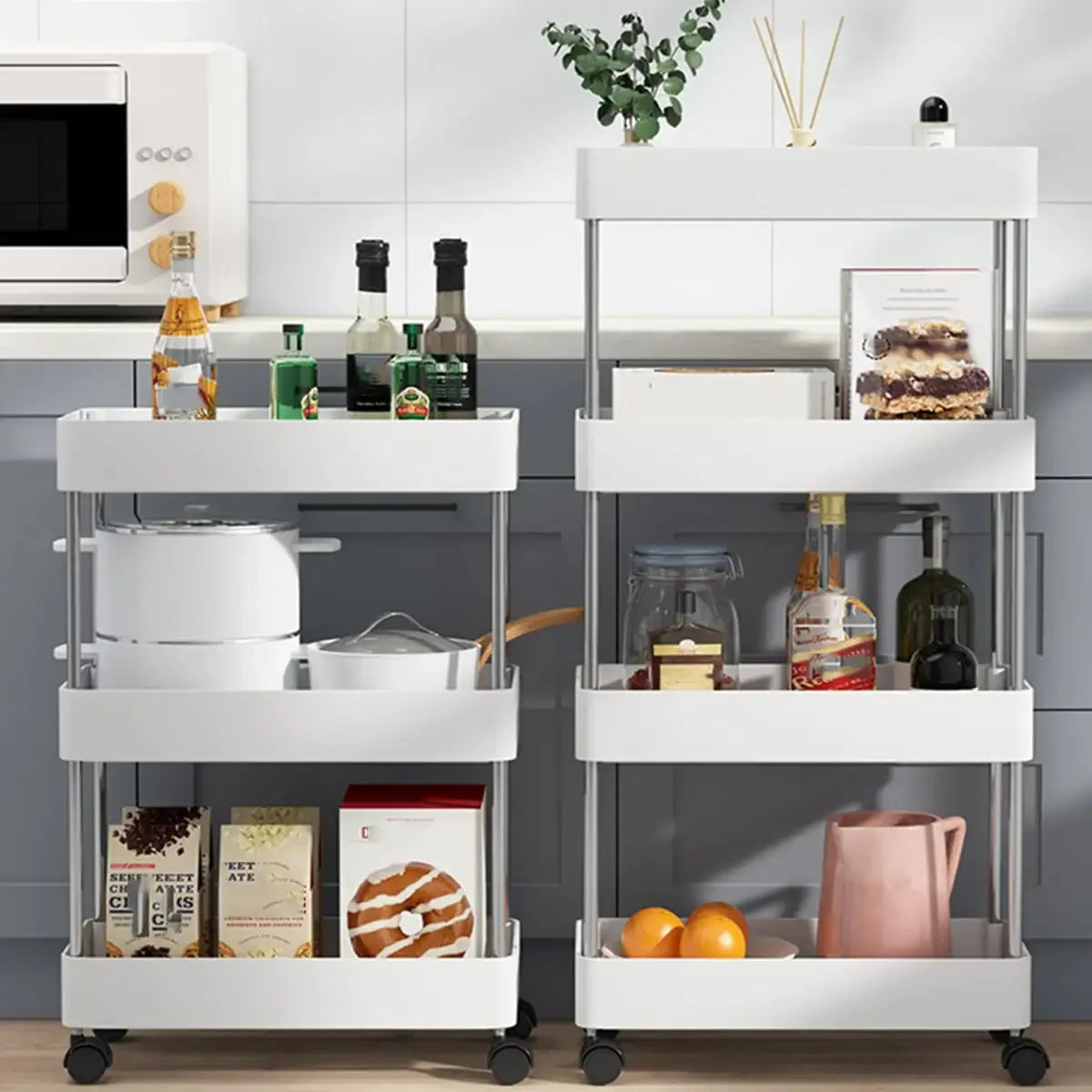Slim Rolling Storage Cart — 3-4-Tier Space-Saving Kitchen, Laundry, & Bathroom Organizer