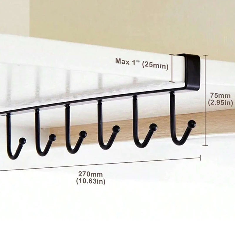 6-Hook Under-Shelf Organizer | Kitchen | Bathroom | Bedroom | Closet