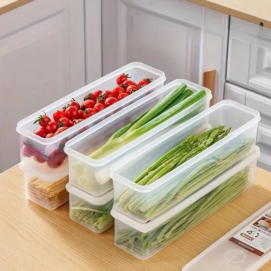 Long Produce Storage Containers — 4-Piece Refrigerator Kitchen Set
