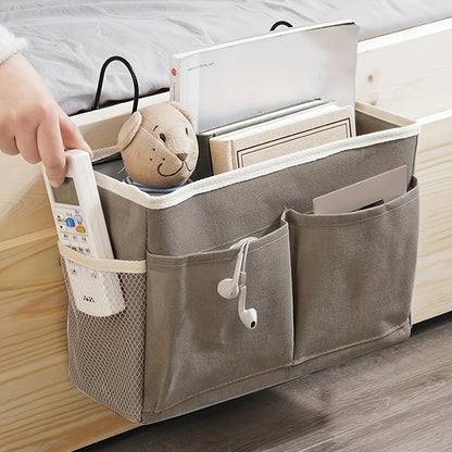 Hanging Bedside Storage Organizer — Multi-Pocket Fabric Caddy | Bedroom | Office | Living Room | Essentials