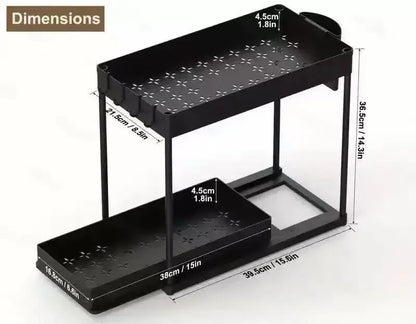 The Slide & Store™ Organizer — 2-Tier Sliding Kitchen & Bathroom Storage System