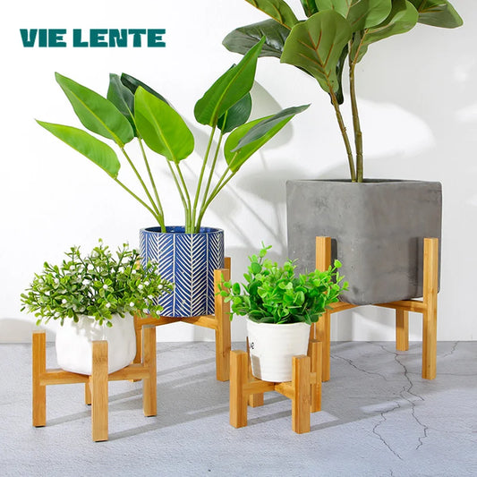 Bamboo Plant Display Stand | Living Room, Sun Room, Kitchen, Bedroom Essentials