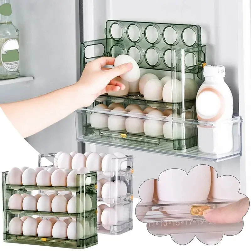 3-Tier Space-Saving Egg Holder — Kitchen Refrigerator Organizer