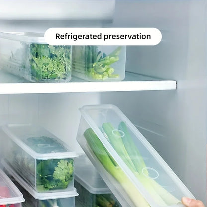 Long Produce Storage Containers — 4-Piece Refrigerator Kitchen Set