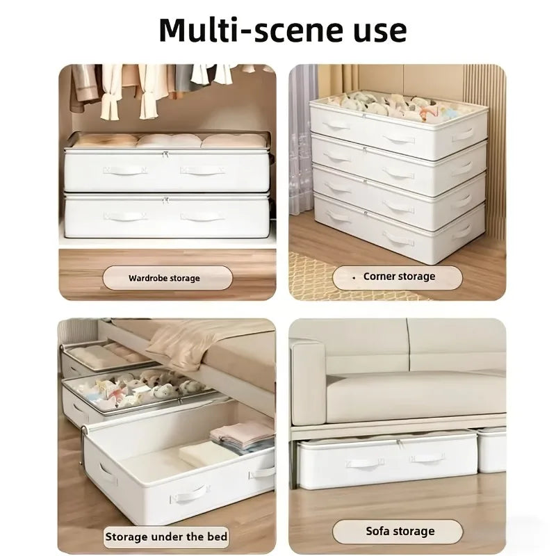Space-Saving Under-Bed Storage Bags — Foldable Zip-Up Blanket & Clothing Organizers | Bedroom & Living Room