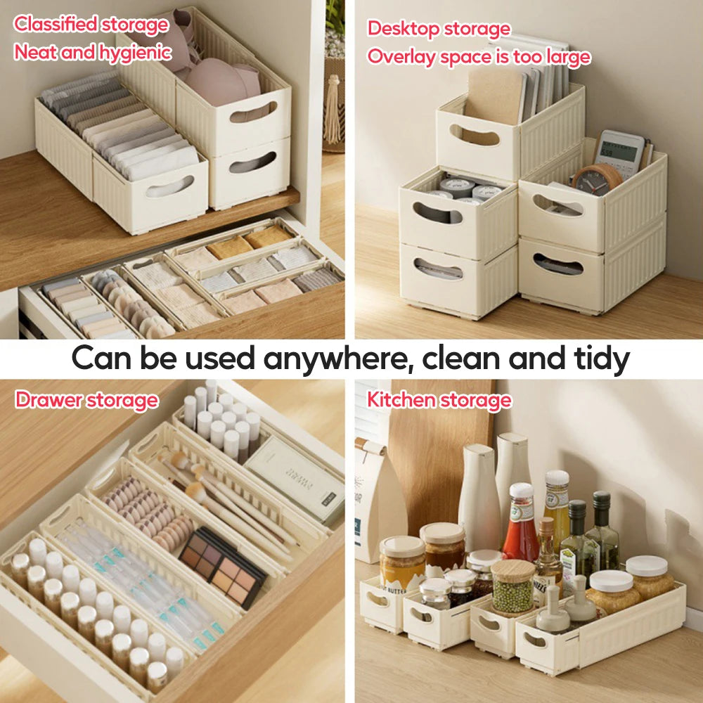 Multi-Purpose Storage Bins — Stackable Cabinet & Shelf Organizers | Kitchen, Bathroom, Bedroom, Office & Baby