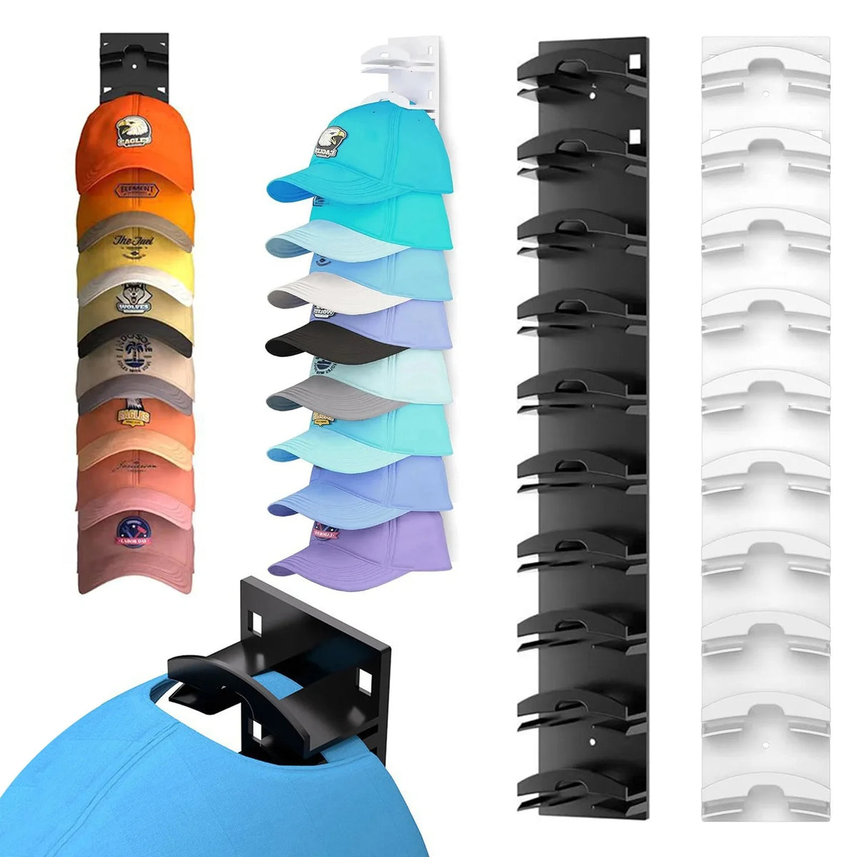 Space-Saving Bedroom Hat Organizer — Wall-Mounted Closet Rack for Baseball Caps