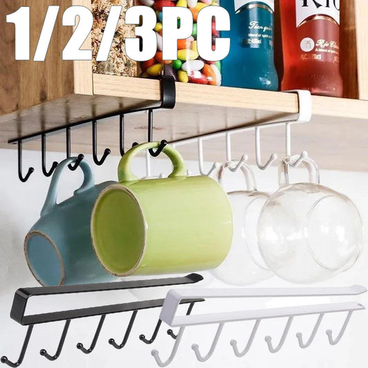 6-Hook Under-Shelf Organizer | Kitchen | Bathroom | Bedroom | Closet