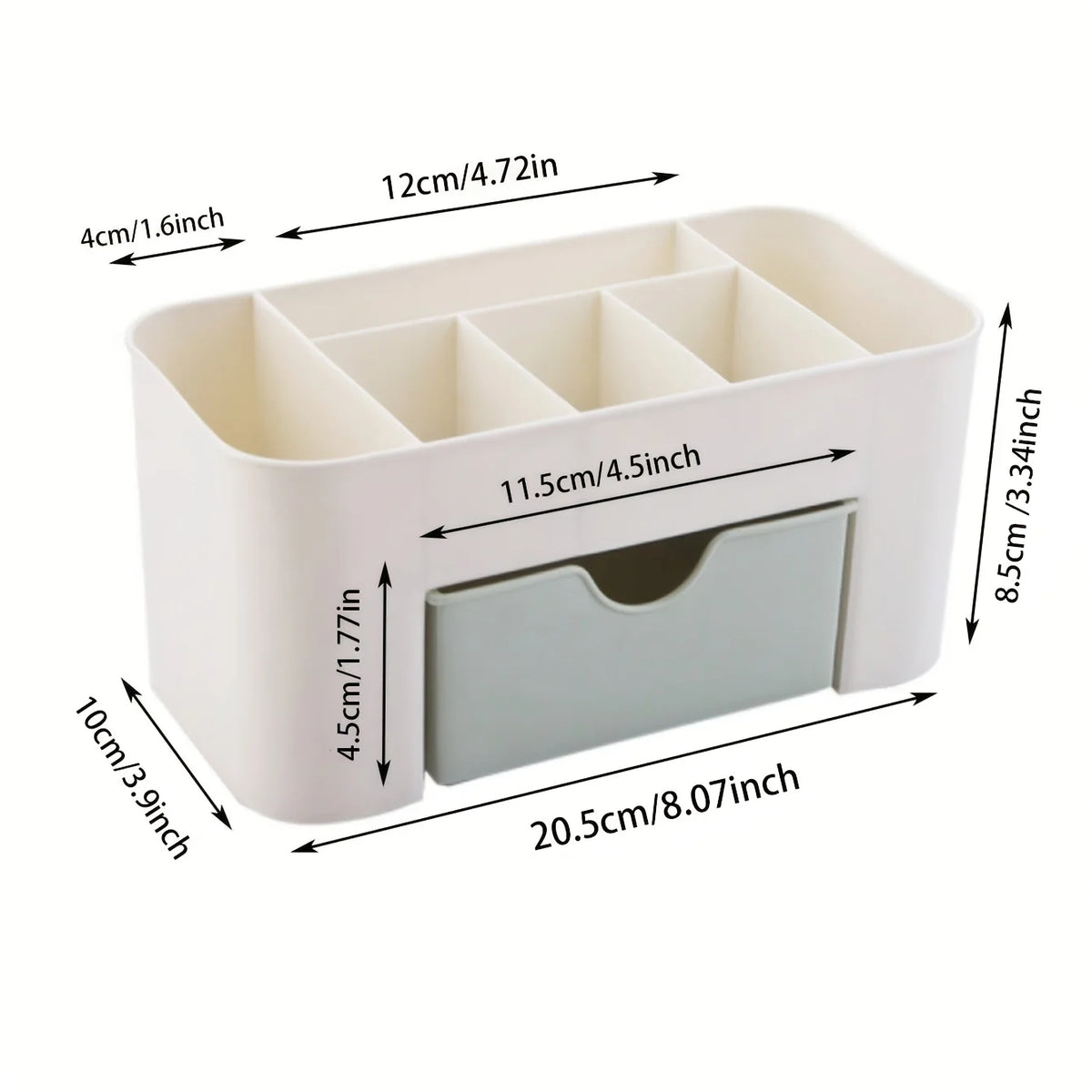 6-Compartment Makeup Organizer — Vanity & Office Desk Storage with Drawer