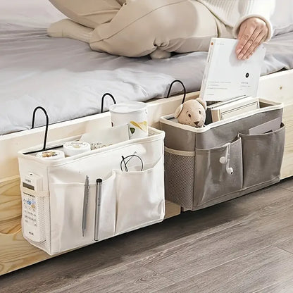 Hanging Bedside Storage Organizer — Multi-Pocket Fabric Caddy | Bedroom | Office | Living Room | Essentials