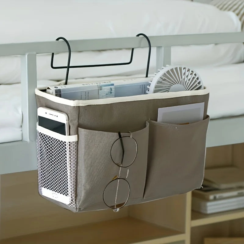 Hanging Bedside Storage Organizer — Multi-Pocket Fabric Caddy | Bedroom | Office | Living Room | Essentials