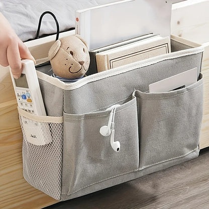 Hanging Bedside Storage Organizer — Multi-Pocket Fabric Caddy | Bedroom | Office | Living Room | Essentials