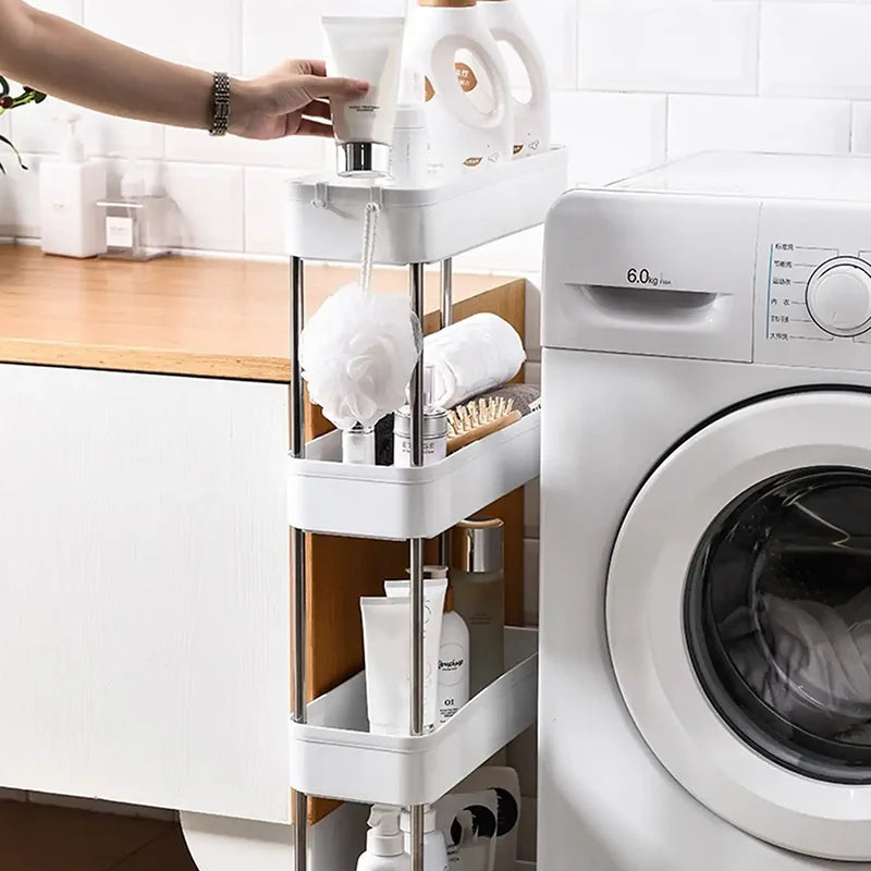 Slim Rolling Storage Cart — 3-4-Tier Space-Saving Kitchen, Laundry, & Bathroom Organizer