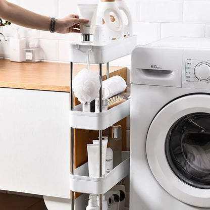 Slim Rolling Storage Cart — 3-4-Tier Space-Saving Kitchen, Laundry, & Bathroom Organizer