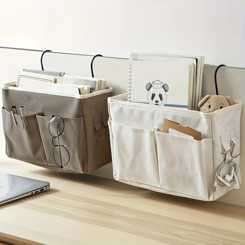 Hanging Bedside Storage Organizer — Multi-Pocket Fabric Caddy | Bedroom | Office | Living Room | Essentials
