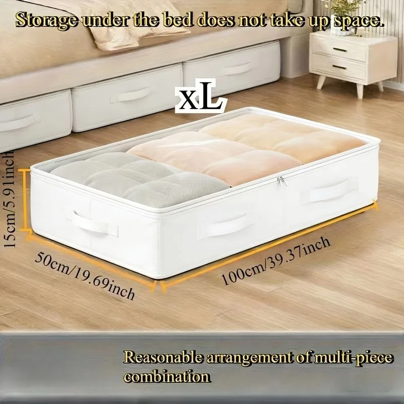 Space-Saving Under-Bed Storage Bags — Foldable Zip-Up Blanket & Clothing Organizers | Bedroom & Living Room