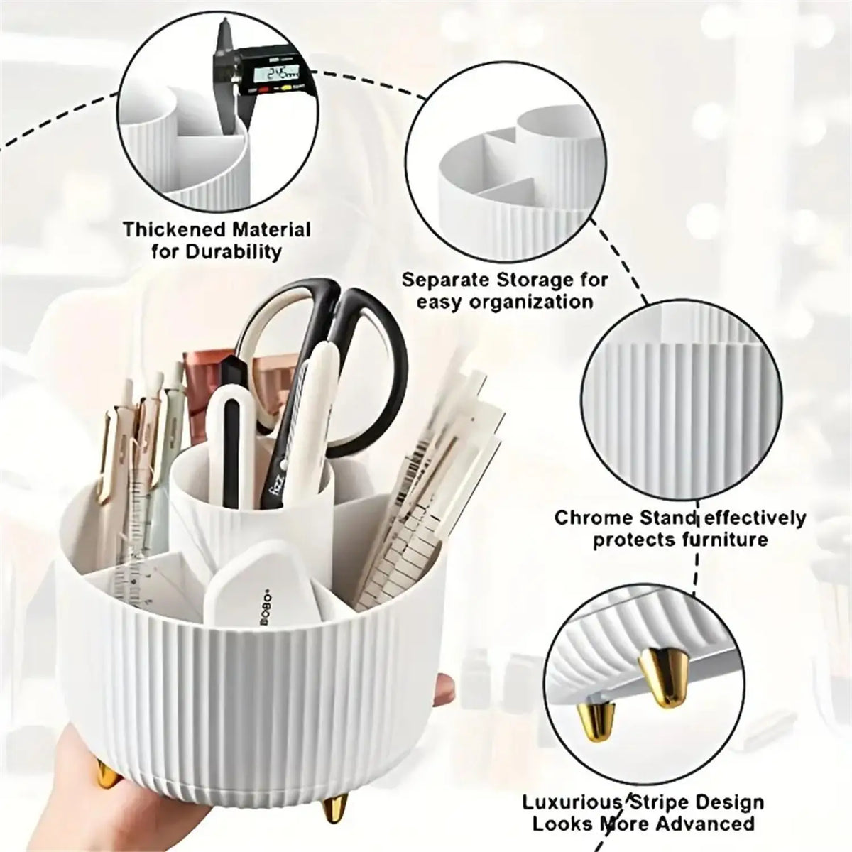 360° Rotating Organizer — Makeup, Bathroom & Office Desk Storage Caddy