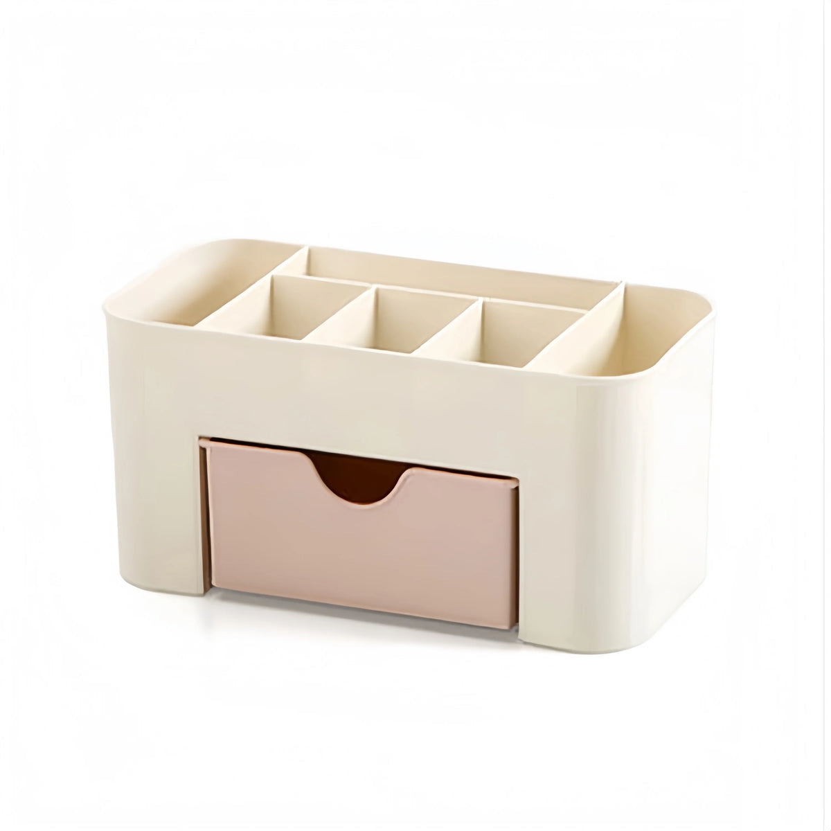6-Compartment Makeup Organizer — Vanity & Office Desk Storage with Drawer