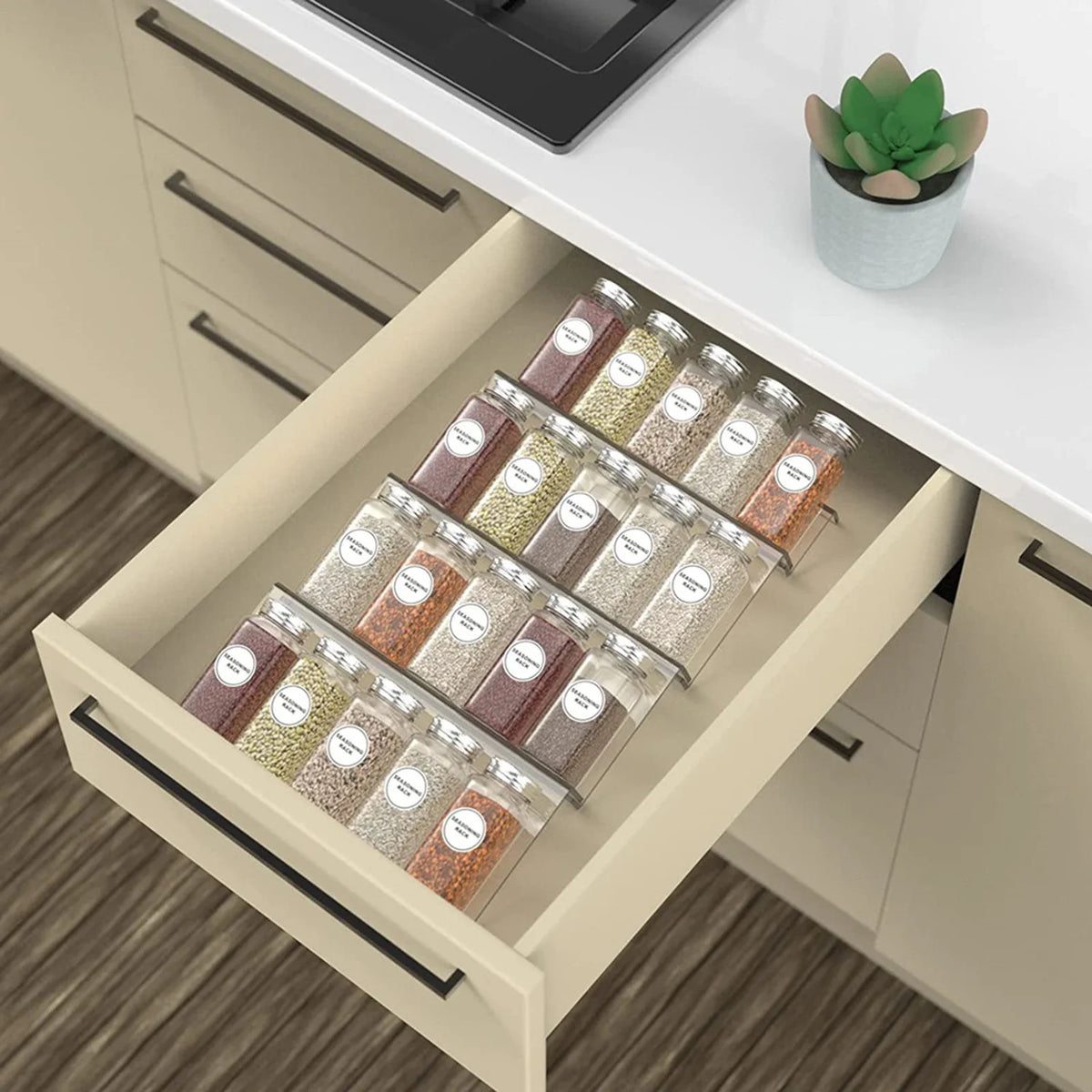 Expandable Tiered Spice Drawer Organizer | Kitchen