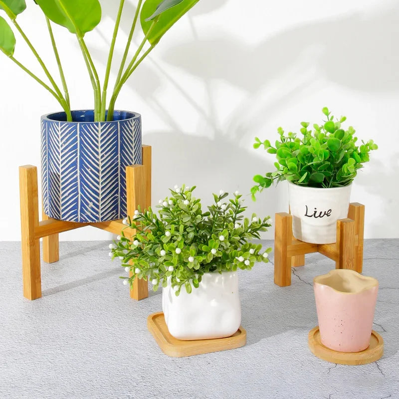 Bamboo Plant Display Stand | Living Room, Sun Room, Kitchen, Bedroom Essentials