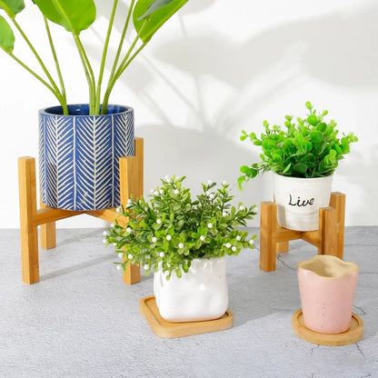Bamboo Plant Display Stand | Living Room, Sun Room, Kitchen, Bedroom Essentials