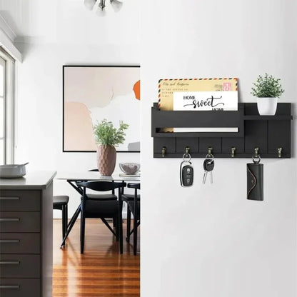 Entryway Mail & Keys Organizer — Wall-Mounted 6-Hook Rack