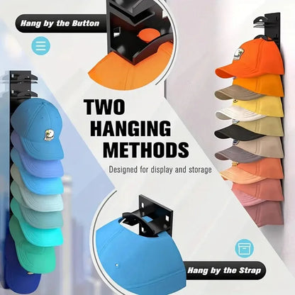 Space-Saving Bedroom Hat Organizer — Wall-Mounted Closet Rack for Baseball Caps