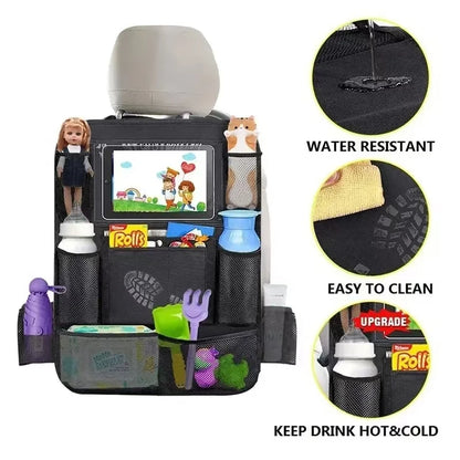 Multi-Pocket Car Seat Organizer with Tablet Holder - Great For Baby & Kids