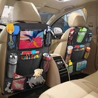 Multi-Pocket Car Seat Organizer with Tablet Holder - Great For Baby & Kids