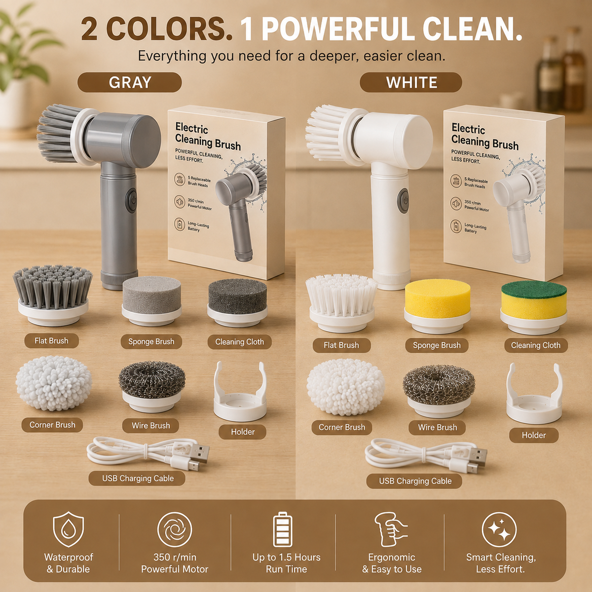 SwyftScrub™ 5-in-1 Electric Scrubber — Cordless Bathroom & Kitchen Cleaning Essential
