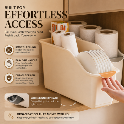 Rolling Multi-Purpose Storage Bins — Kitchen & Bathroom Organization